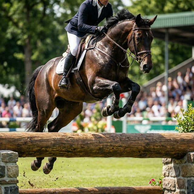 Elegant jumping horse